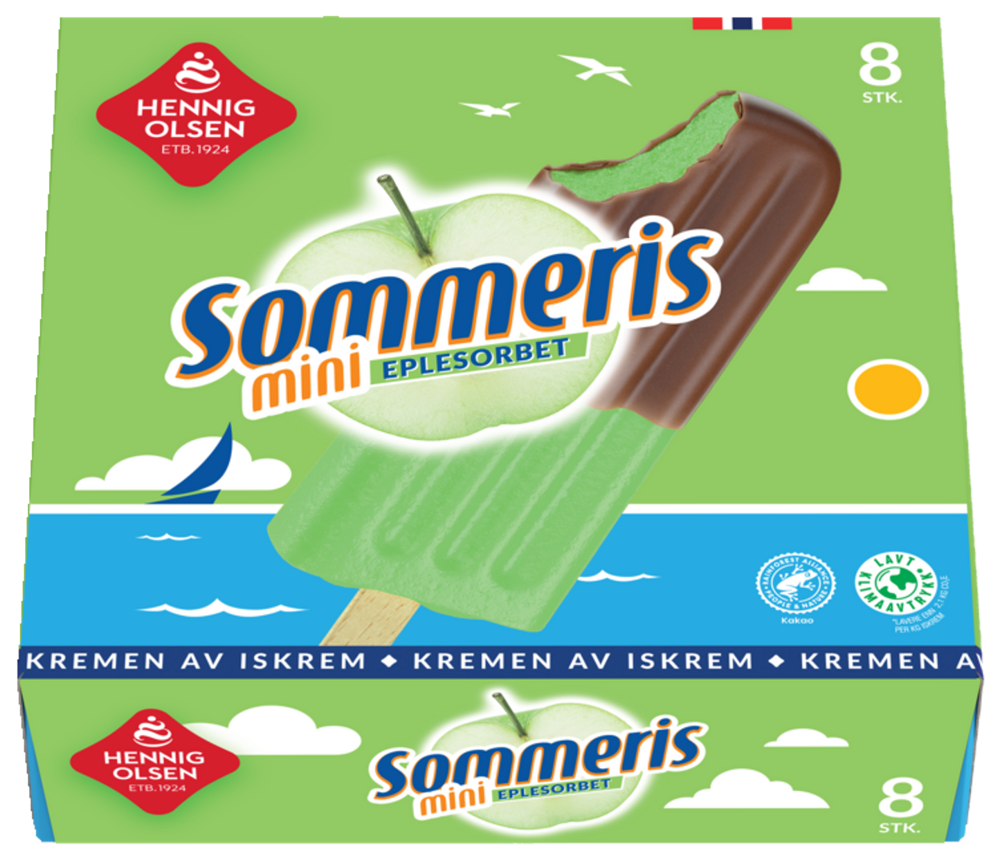 Sommeris 8stk Eplesorbet med Sjokoladeovertrekk