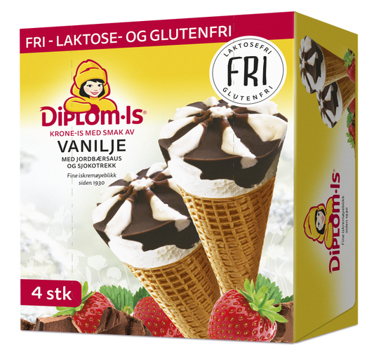 Fri Krone-Is Jordbær og Sjokolade 4 stk